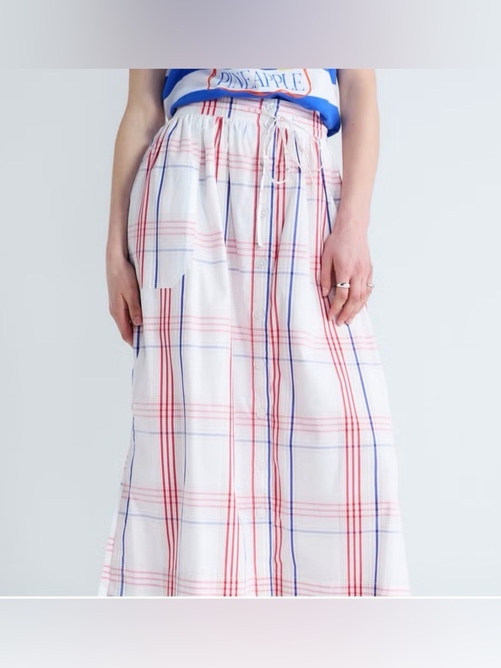 Free Assembly Cotton Maxi Skirt Plaid